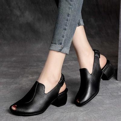 Sandali da Donna Estivi Open Toe Moda Tacco Medio Sexy Versatili Bocca di Pesce Piattaforma Casual Mamma Gladiatore Slip-on Scarpe