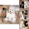 Adorable Plush Bear Doll Perfect For Kids Festival Gifts In Soft White Black And Brown Colors