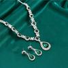 Set Earrings Necklace Wedding Silver Elegant Emerald Zircons B23