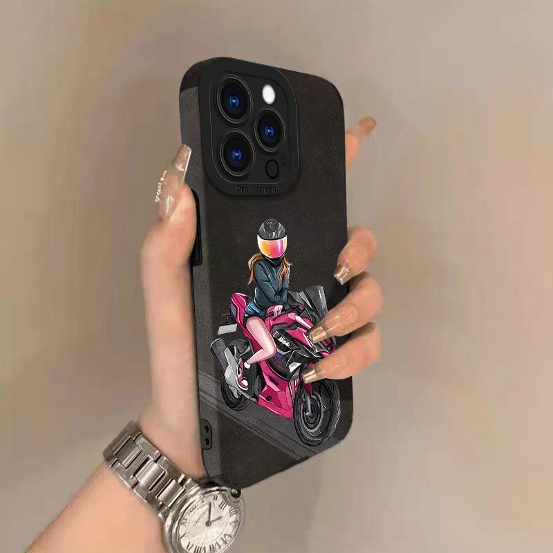 Motercycle Lambskin Leather Phone Case For iPhone 17 Pro Max Air 16 16e 15 14 13 12 11 Pro Max Plus X XS MAX XR Back Cover