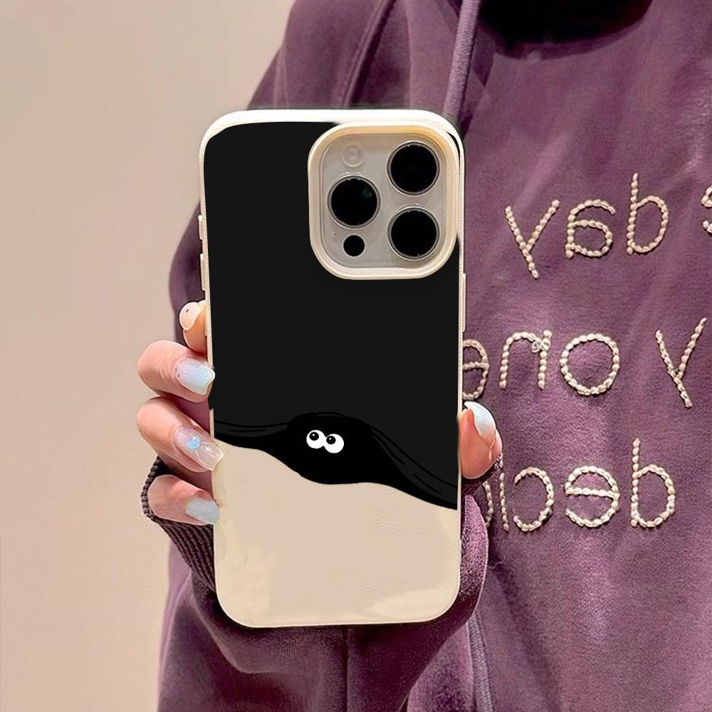 Hudfølende telefondeksel for iPhone 11 13 16 Pro Max iPhone XR XS Max 14 15 Pro Max 12 13 Pro Max 16 Plus 13 Pro 14 Pro Cartoon Painted Macaron Colors