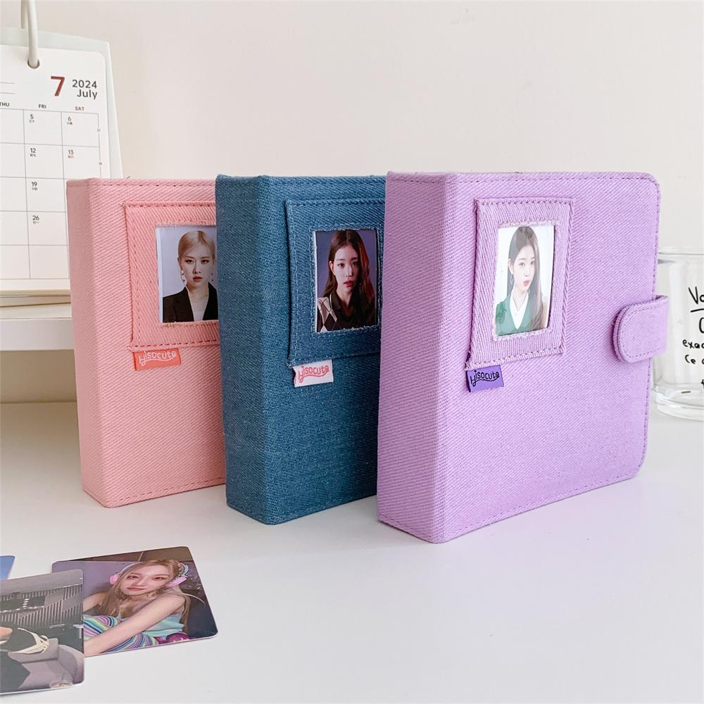 Vintage Jeans Po Album With 10pcs Sleeves DIY Binder Pocard Holder Collection Kpop 3inch Cards Collect