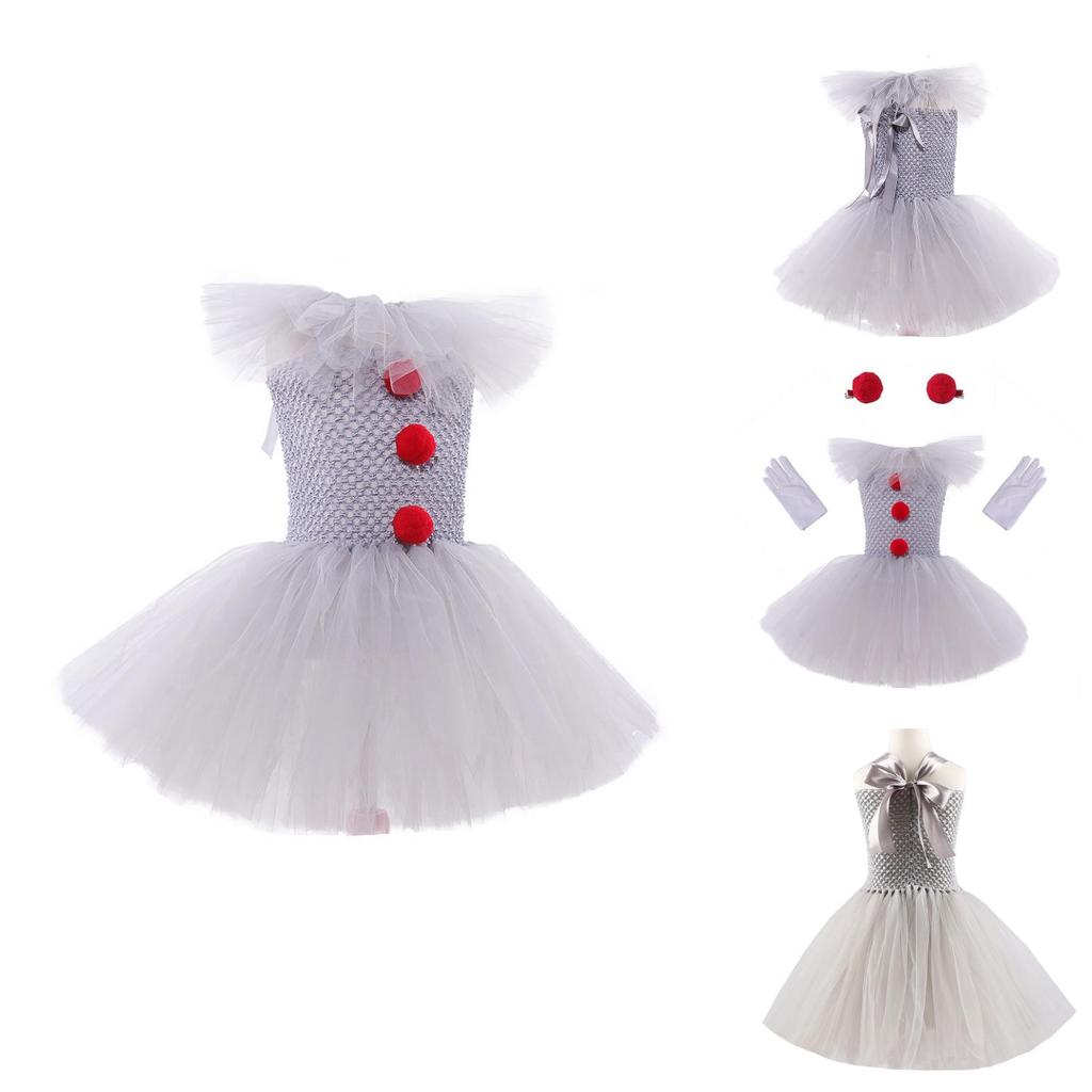Soft And Fluffy Clown Girls Dress Set For Masquerade Parties