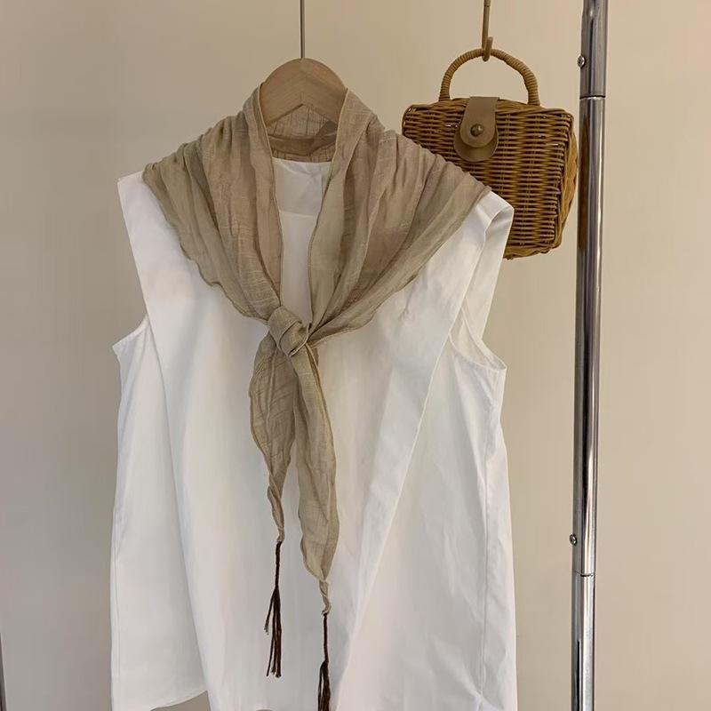 Korean Dongdae Gate Knocks On Fashionable Solid Color Cotton Linen Scarf for Women with Fashionable Versatile Retro Literary Exterior Shawl