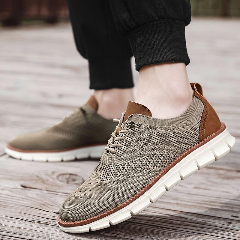 Amazon Hot-selling Fly-woven Casual Shoes Men's Large-size Brock Engraved Loafers Executive Commuter Men's Shoes