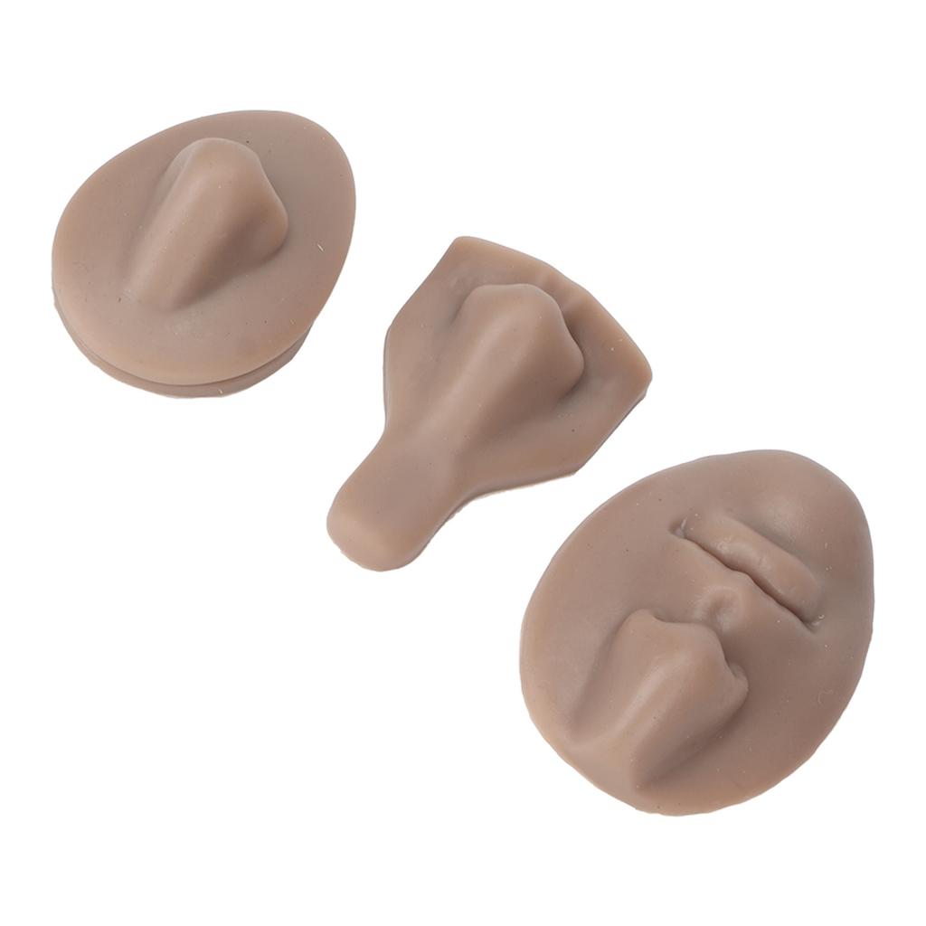 Silicone Nose Model Set Simulation 3D Soft Practice Nose Model for Nose Suture Teaching Exercise Dark Skin Color