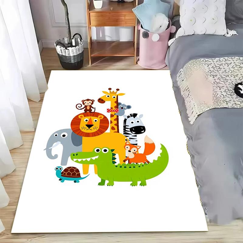 Washable Area Rugs  Animals Lions Elephants for Living Room Bedroom Soft Non-Slip Carpet for Kids Room Nursery Cute Decor Nordic
