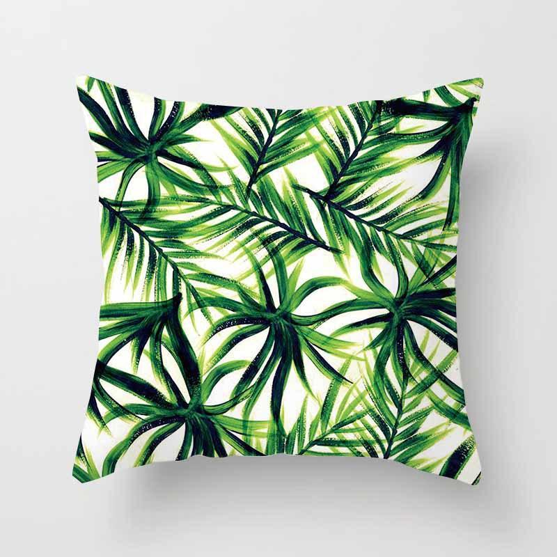 Fashion Tropical Plant Polyester Pillow Case Office Fabric Sofa Cushion Cover Home Polyester Pillow Case