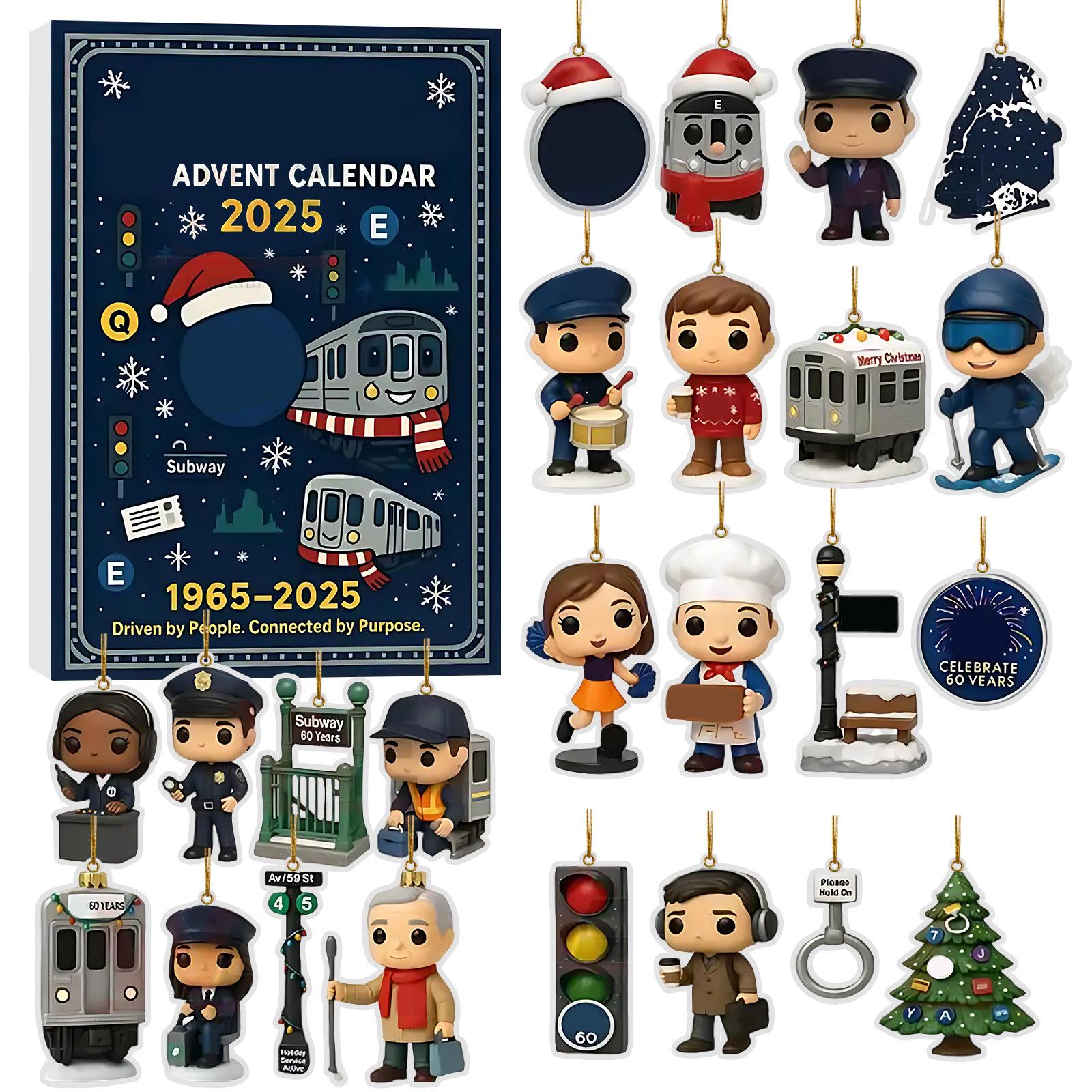 

2D Flat Box With Airplane-shaped Case, 24 Pendants, Christmas Countdown Pendant Calendar One Size