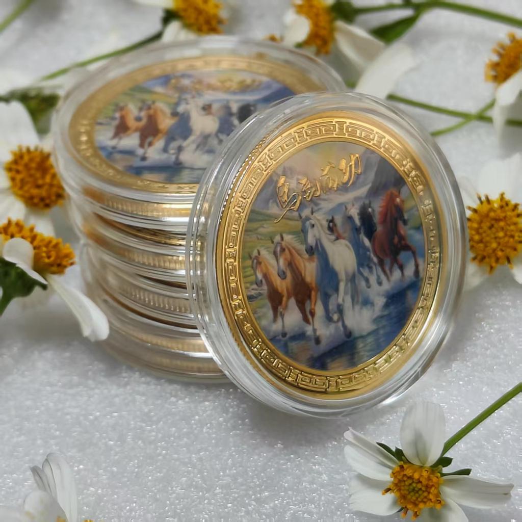 1/3/5 Stück 2026 Jahr des Pferdes Gedenkmünzen Glückstier Pferd Metall Sammlermünzen Kreativ Jahres-Souvenir Geschenk