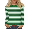 Women's Daily Casual Long-sleeved Striped Printed Crew-neck Top