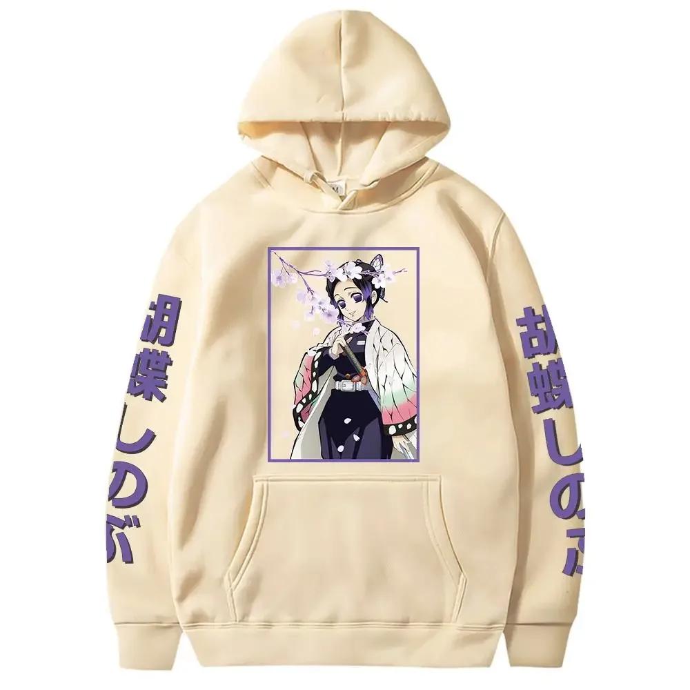 Japanese Anime Demon Slayer Kimetsu No Yaiba Hoodie Shinobu Kocho Sweatshirts Cozy Tops Sweatsuit Sudadera Felpa Moletom Hoodies