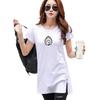 The New Pure Cotton Short-sleeved Mid-length Printed White Summer T-shirt Is Slimming and Flattering
