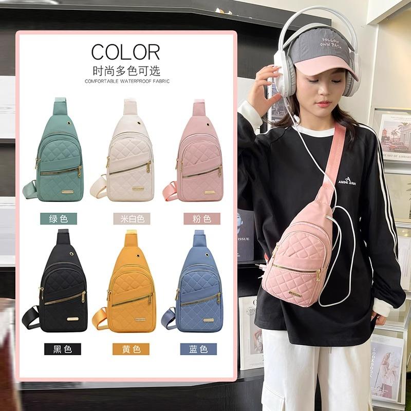 Koreanische Version einfacher Damen-Brusttasche neue mehrschichtige Stickerei Faden große Kapazität Brust-Rucksack Mädchen Outdoor Freizeit