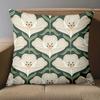 1 Pieces Floral Pattern Green Back Cushion Pillow Set Polyester Pillowcase, Sofa Decorative Cushion Cov Headboard Pillow