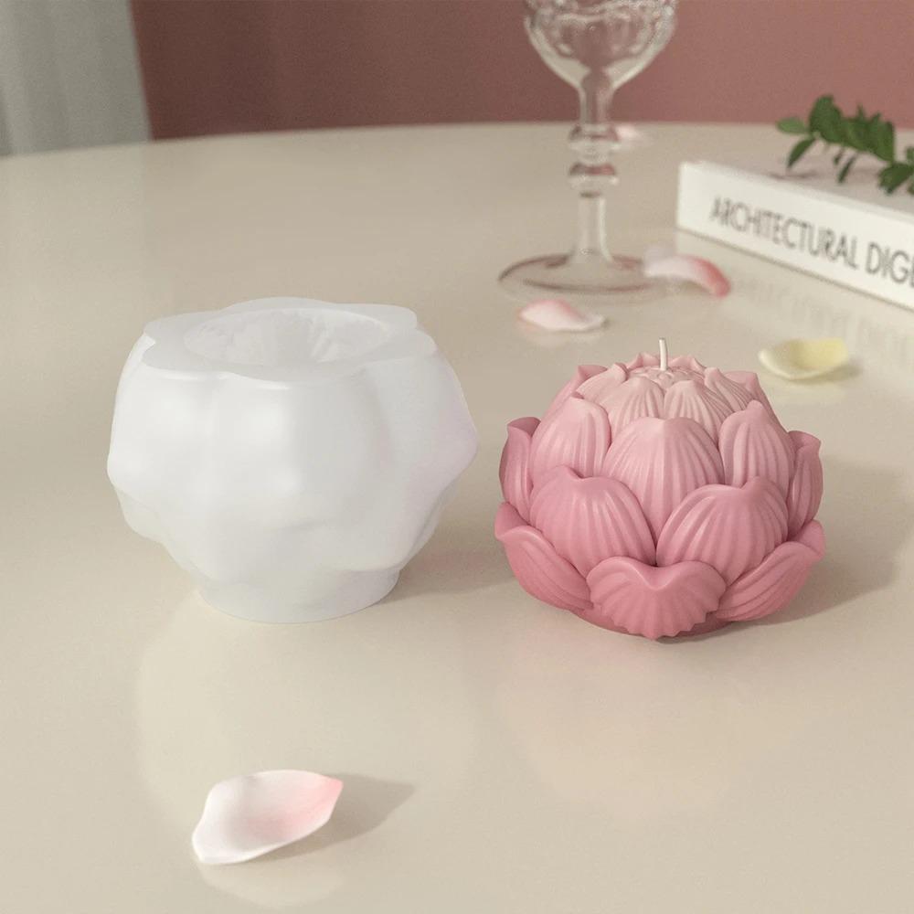 3D Lotus Flower Mold Funny Floral Mold Durable Silicone Candle Mold  Gift Making