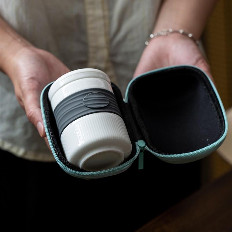 245ml Ceramic Filter Tea Cup with Lid and Storage Bag for Tea Separation