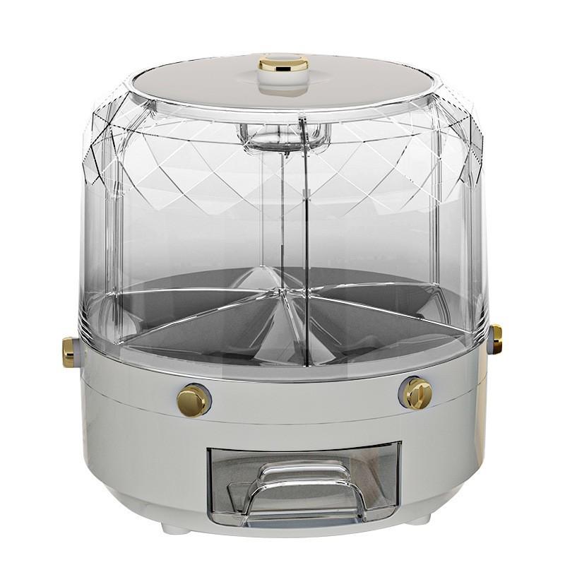 Grain Storage Container Dispenser Sealed 360 Degree Rotating Rice Dispenser Kitchen Multiple Section Dry Cereal Dispenser Box