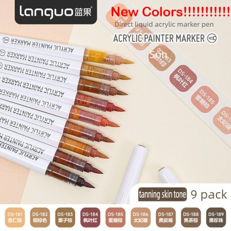 LANGUO 288/9 Colors Acrylic Paint Marker Pens Soft Brush Professional Drawing Pens for Graffiti School Stationery Art Supplies