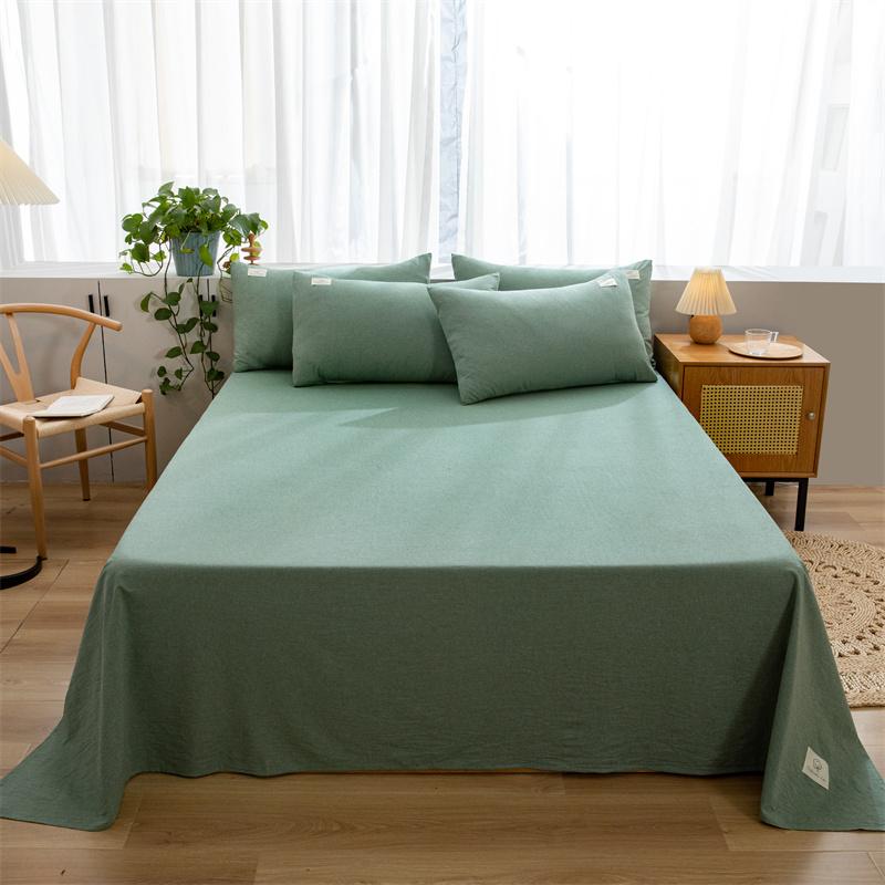 3Pcs 100% Cotton Simple Plaid Pattern Bed Sheet Set Skin-friendly Comfortable Geometric Printed Flat Sheet with Pillowcases