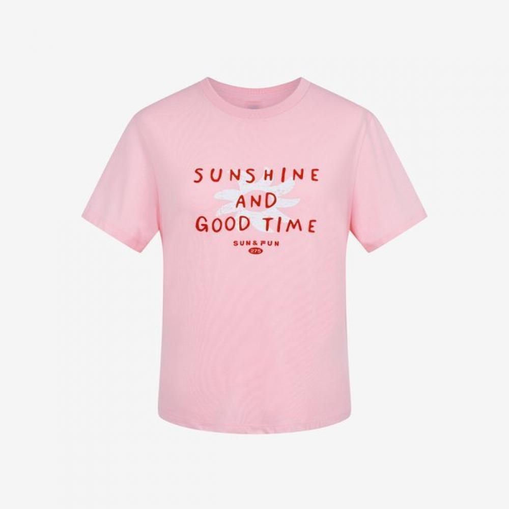 Fila Semi Crop Summer Graphic T shirT PINK/W95