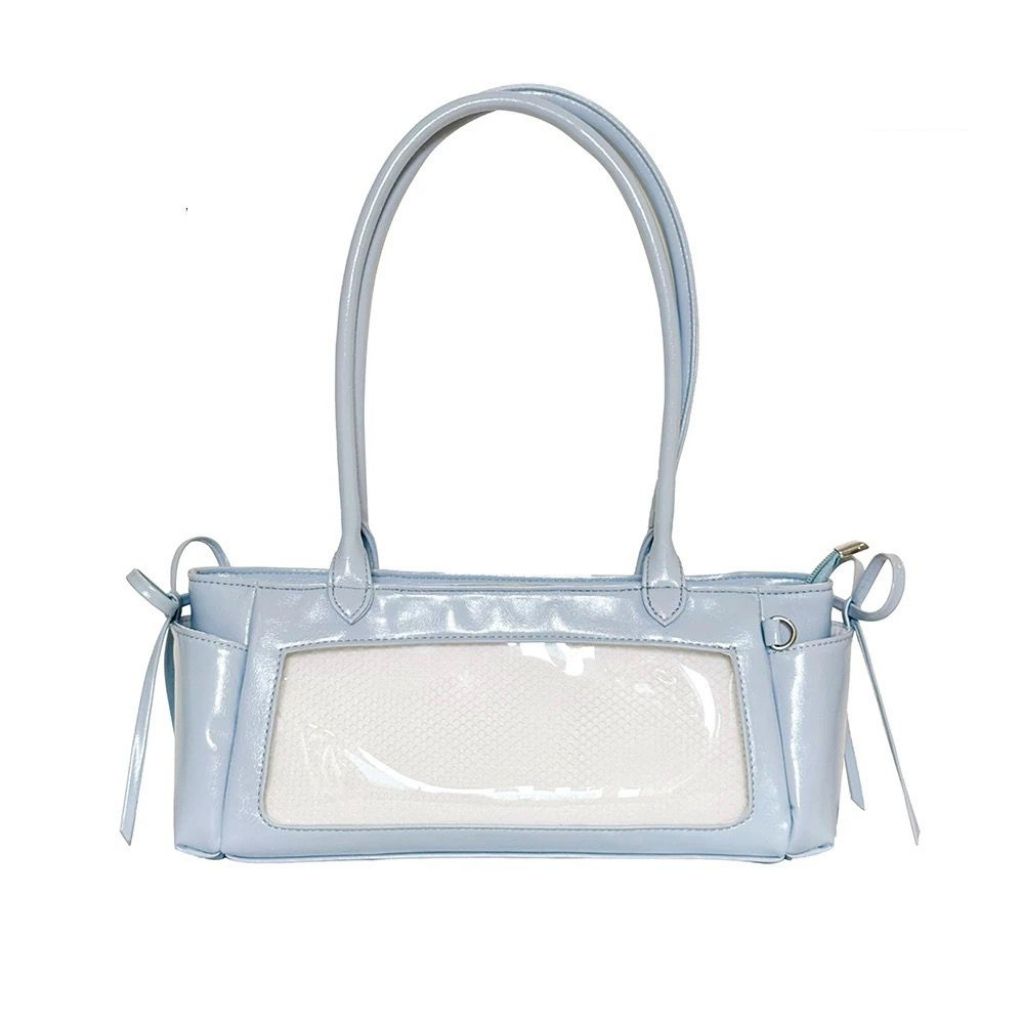 

Pink Bow Transparent Ita Bag Women Double Sided Pocket Kawaii Shoulder Bag Ladies Zipper Harajuku Sweet Y2K Mochilas Mujer 2025 30x15x11cm синий