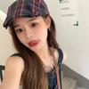 Short Brim British Forward Hat Cotton Cloth Painter Cap Simple Plaid Beret Cap  Work
