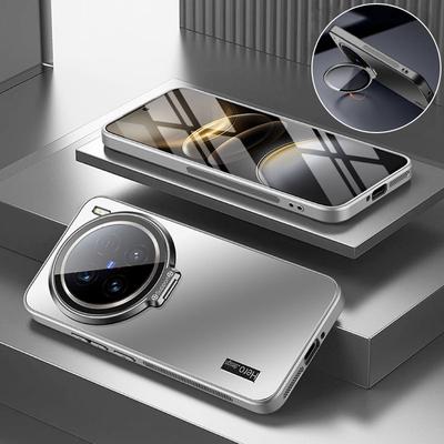 Étui de protection d'objectif d'appareil photo en métal avec support invisible pour VIVO X200 Ultra X200S X100 Pro X100S X100Ultra, coque arrière mate antichoc