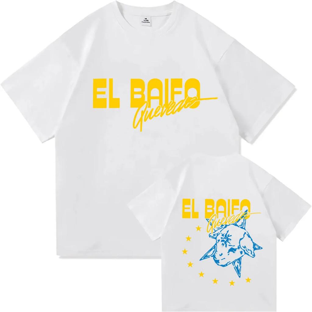 Rapper Quevedo 2026 El Baifo Double Sided Print Tshrit Mens Womens Comfort Cotton Summer Clothing Oversized Short Sleeve Tshrits
