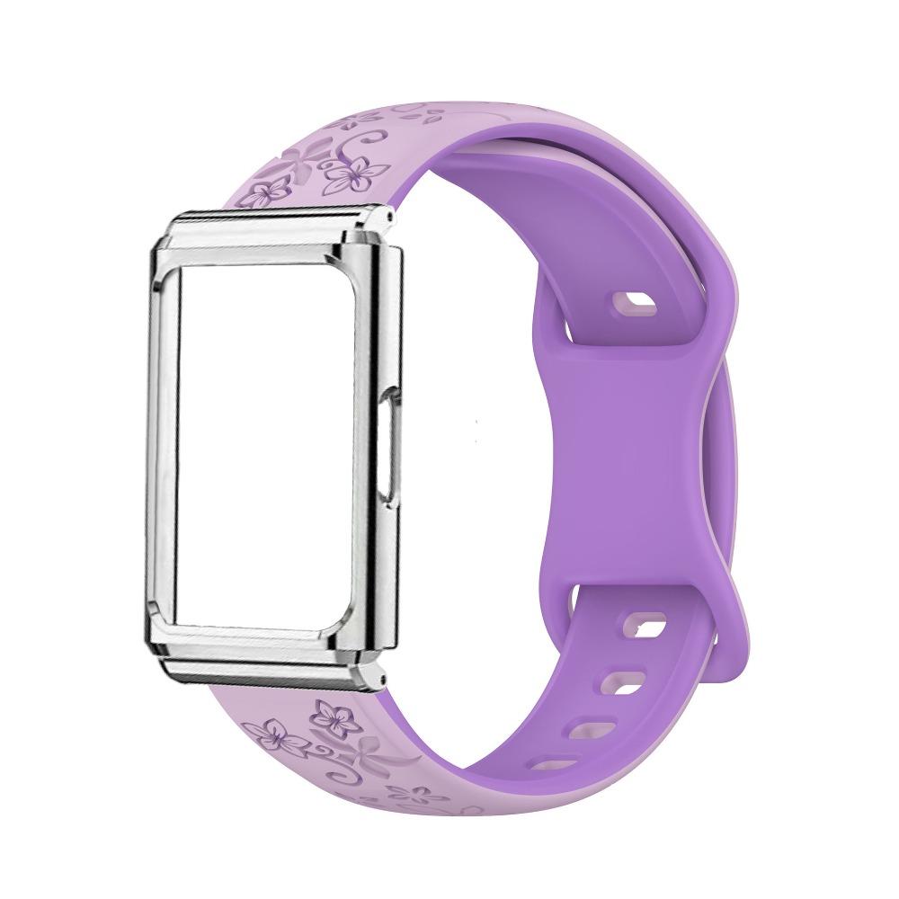 

Metal Frame Protective Case + Dual Color Embossed Silicone Strap for Huawei Band 11 Pro фиолетовый