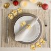 Gold Napkin Rings Set of 8, Metal Leaf Bulk Napkin Rings, Cloth Napkin Holder Ring Dining Table Decorations for Easter Weddings Valentine Christmas