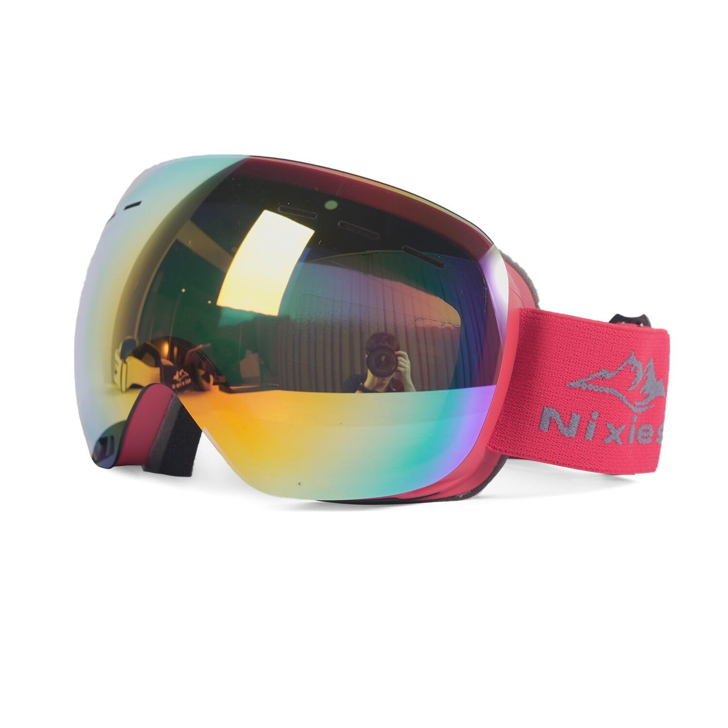 

Yukiti Ski Glasses Breathable Baseball Snow Goggles for Men and Impact Double UV Helmet Sports Radiation Winter Unisex Red Lens Goggles, Compatible, &