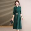 Autumn Mid-Length Embroidered Dress for Middle-Aged Women