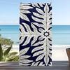 Teal Geometric Flowers Beach Towel Boho Ethnic Print Quick Dry Sandproof Absorbent Towel for Summer Beach Travel Vacation