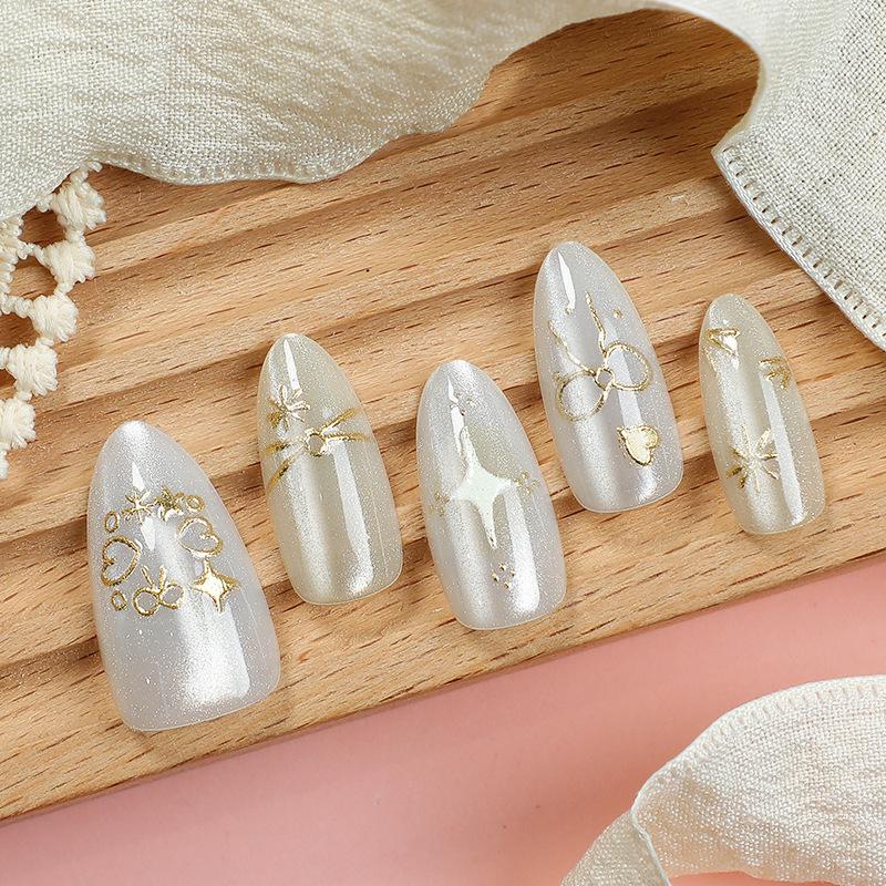 30Pcs Cat Eye Gold Foil 3D Nail Art Stickers - Exquisite Whitening High-Class Wearable Design