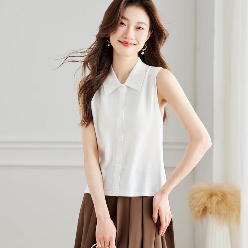 Srcr Women's Lapel Wool Blend Knit Vest