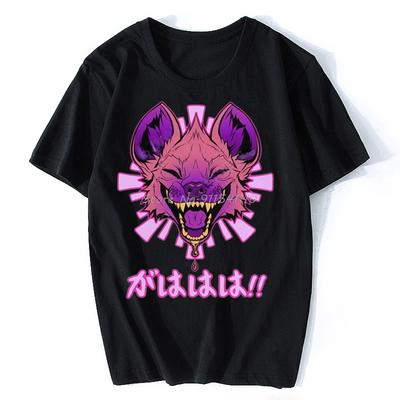 Tshirt For Men Kawaii Japanese Vaporwave Hyena T Shirt Men Short Sleeved T-shirt Harajuku Streetwear Furry Wildlife Safari Tees