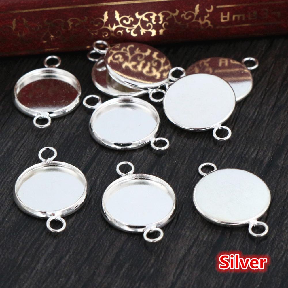 High Quality  10mm 12mm 14mm 16mm 18mm 20mm Inner Size Double Loops Iron Cabochon Base Cameo Setting Charms Pendant