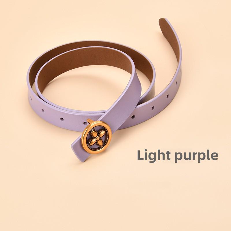 Damen Echt Rindsleder Dekogürtel mit runder Schnalle - Allround-Design für Jeans und Taillenformung