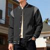 Men's Casual Baseball Jacket with Color Block, Stand Collar and