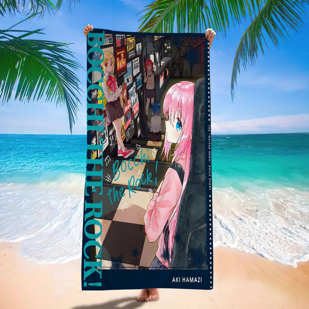 B-Bocchi The Rock Bath Towel Microfiber Soft Water Absorbing Breathable For Girl Kids Decorative Cartoon Beach Towel