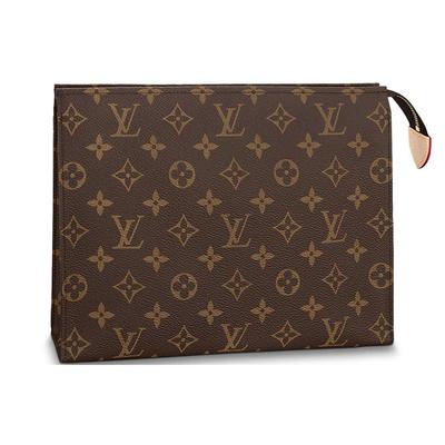 Toaletní taška 26 Klasická monogramová plátno a kůže Kosmetická taška Unisex tašky Hnědá M47542