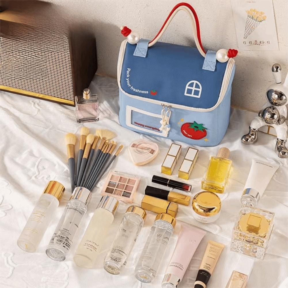 Large Capacity House Shape Cosmetic Bag Portable Cosmetics Handbag Cartoon Toiletry Pouch  Travel