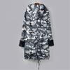 Women's Faux-Fur Shaggy Winter Camo-Coat Long Sleeve Open Front Outwear Fishtail Hooded Jacket