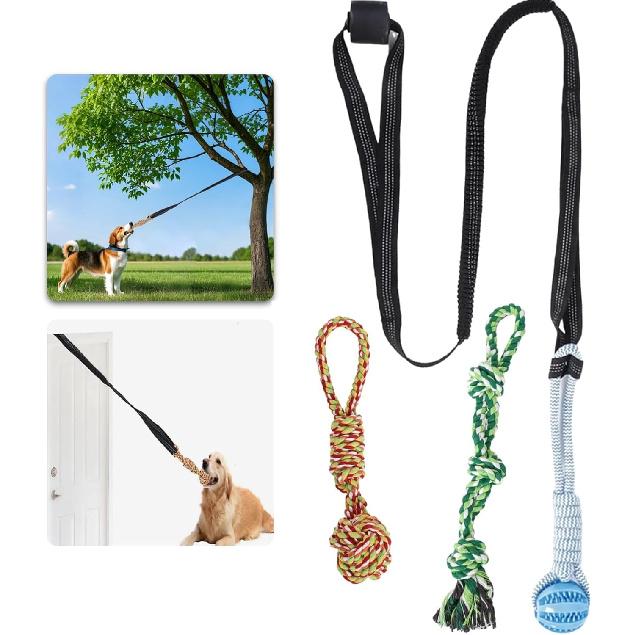 Hanging Tree Tug Toy,Bungee Dog Toy, Interactive Tether Tug Toy with 4Pcs,Exercise Play Rope, for Small/Medium Dogs
