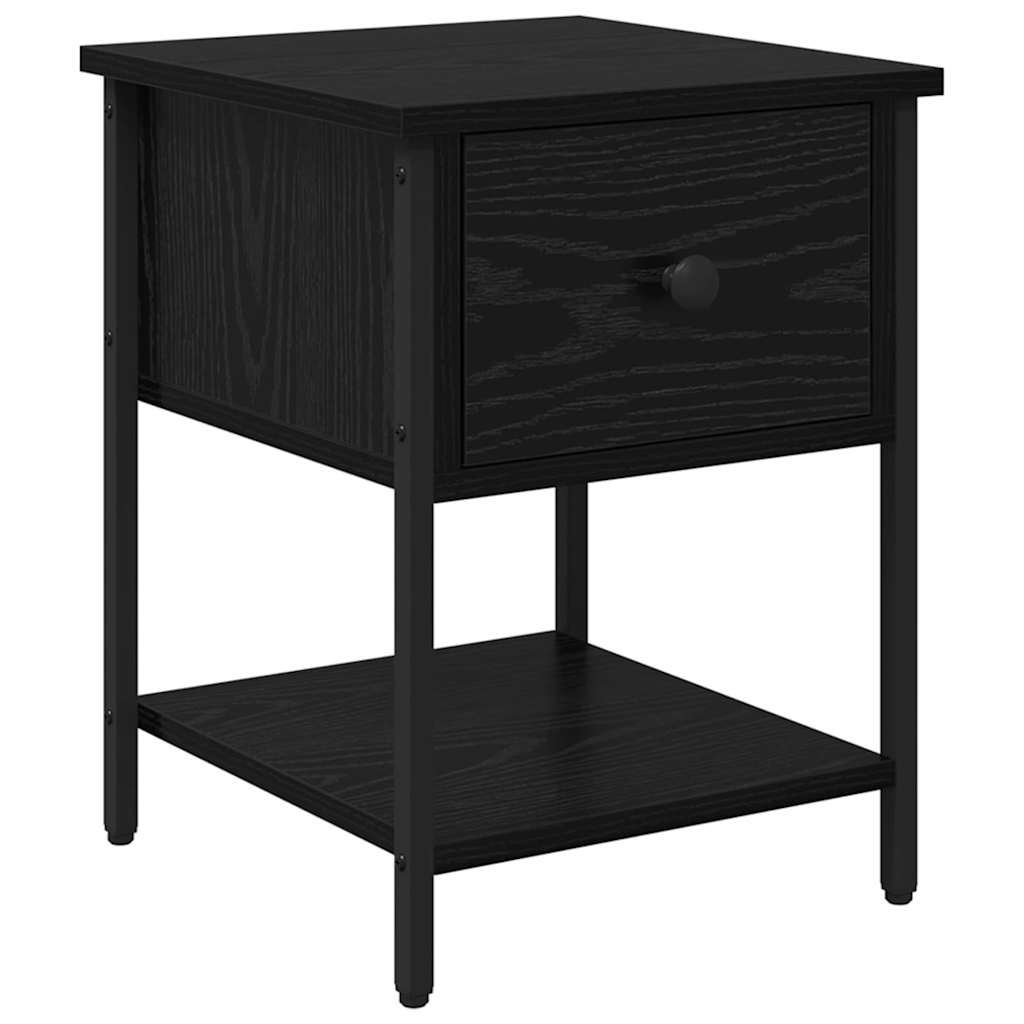 Nightstand Black Oak Effect 34 X 35.5 X 45 Cm Engineered Wood