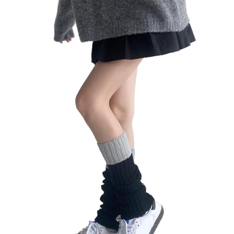 Campus Style Leg Warmers Gothic Knit Long Socks Leggings Gaiters Autumn Winter Cuffs Ankle Heaps Socks