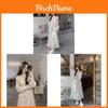Spring Women Lace Dress With Long Sleeves And Ruffle Hem For Casual And Travel
