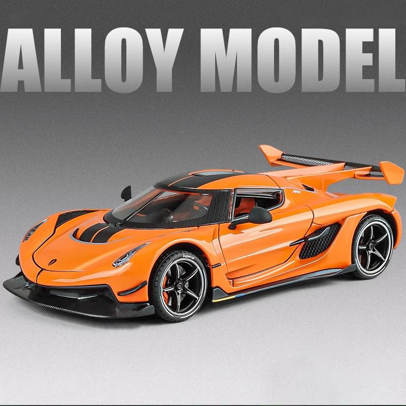 1:24 Jesko Alloy Sports car Model Diecasts Metal Racing Car Model High Simulation Sound Light Pull Back Kid Toy Birthday Gift Co