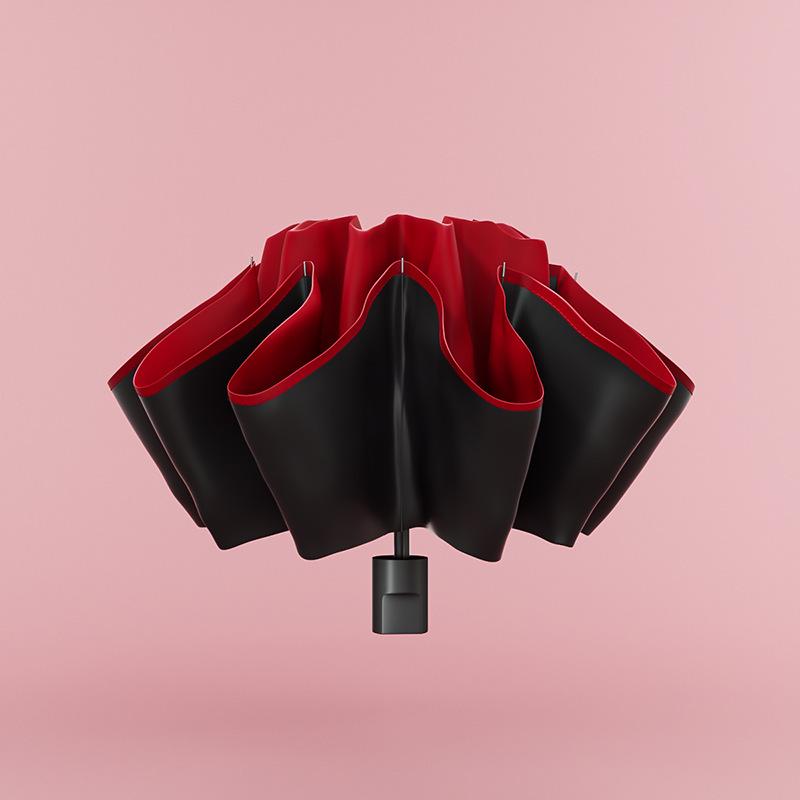 Men's Black 24-Rib Automatic Folding Umbrella with Custom Logo and UV Protection